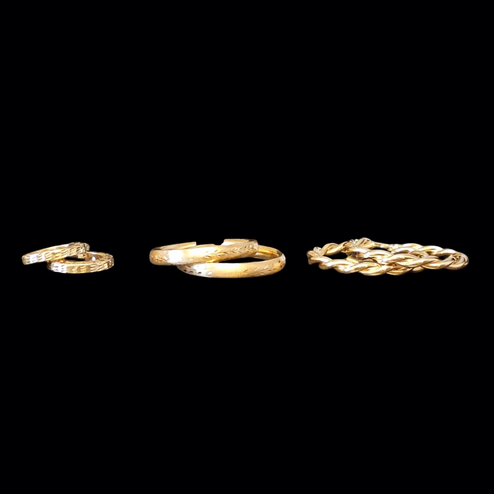 Etched 14k Gold Hoop Earrings - Picture 15 of 16